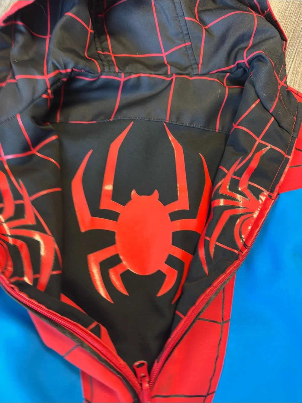 Kids Superhero Spider Hoodie Jacket I in Red and Bluer reversible